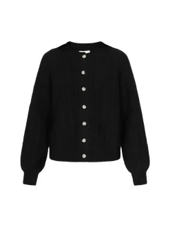 Usha Damen Strickjacke in schwarz - Ausschnitt: Rundhals