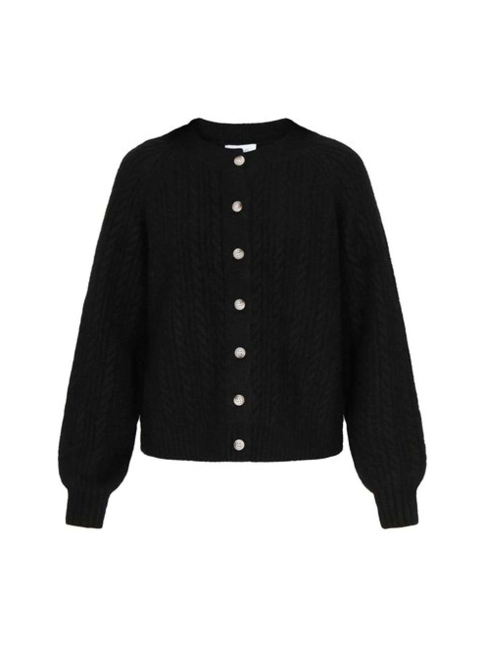 Usha Damen Strickjacke in schwarz - Ausschnitt: Rundhals
