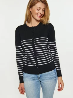 Usha Damen Strickjacke in schwarz - Ausschnitt: Rundhals