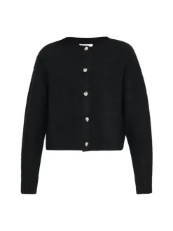 Usha Damen Strickjacke in schwarz - Ausschnitt: Rundhals