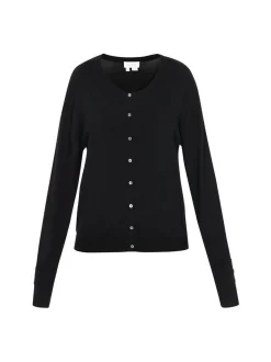 Usha Damen Strickjacke in schwarz - Ausschnitt: Rundhals