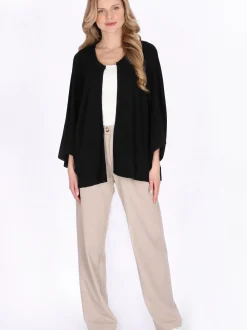 Usha Damen Strickjacke in schwarz - Ausschnitt: Rundhals