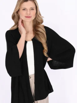 Usha Damen Strickjacke in schwarz - Ausschnitt: Rundhals