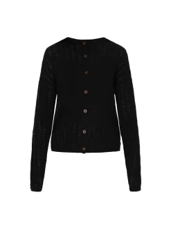 Usha Damen Strickjacke in schwarz - Ausschnitt: Rundhals