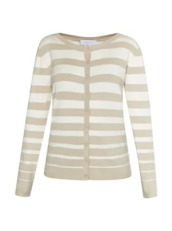 Usha Damen Strickjacke in weiß - Ausschnitt: Rundhals