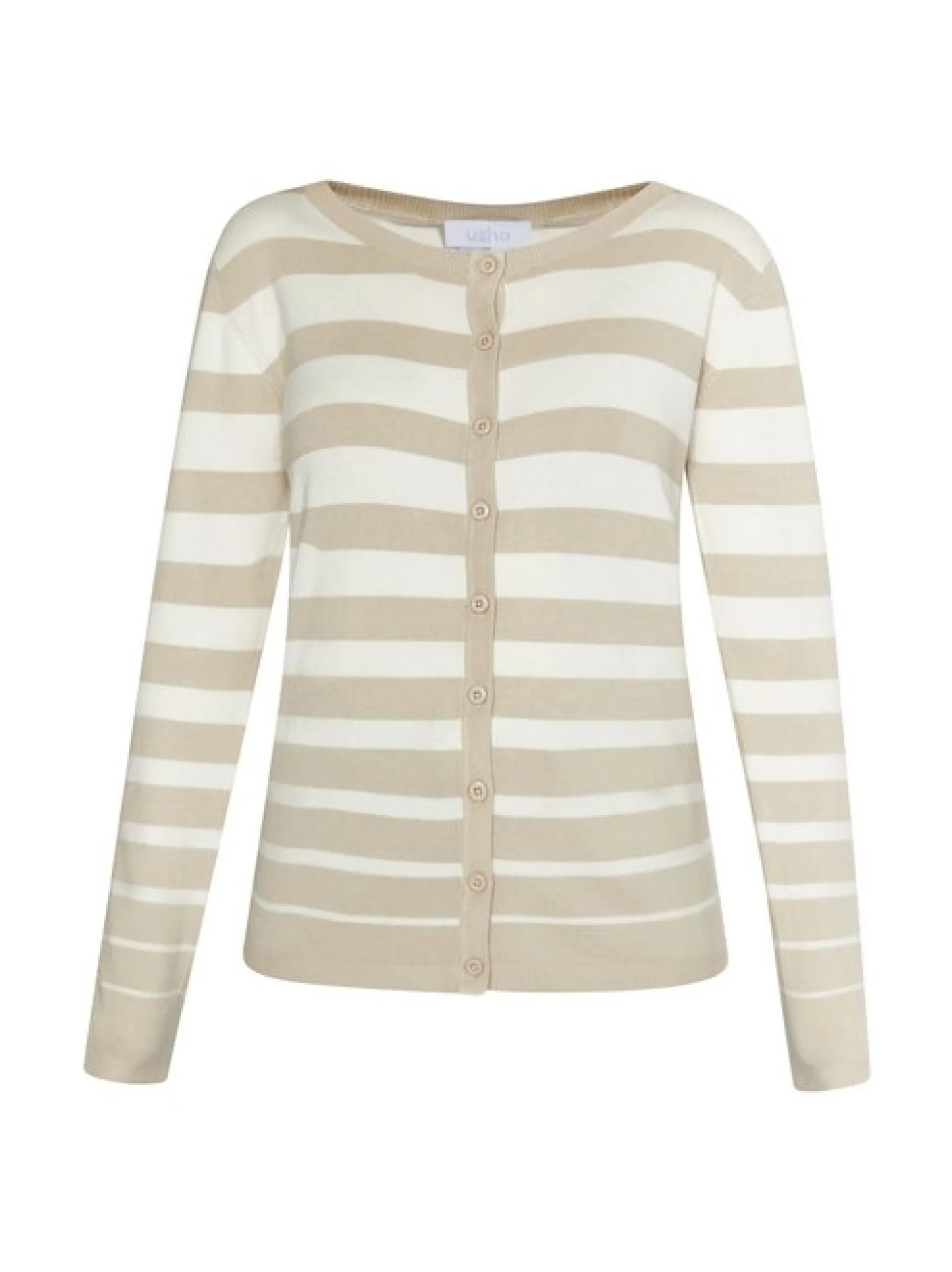 Usha Damen Strickjacke in weiß - Ausschnitt: Rundhals