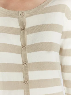 Usha Damen Strickjacke in weiß - Ausschnitt: Rundhals