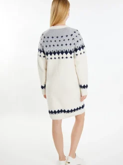Usha Damen Strickkleid in weiß - Ausschnitt: Rundhals