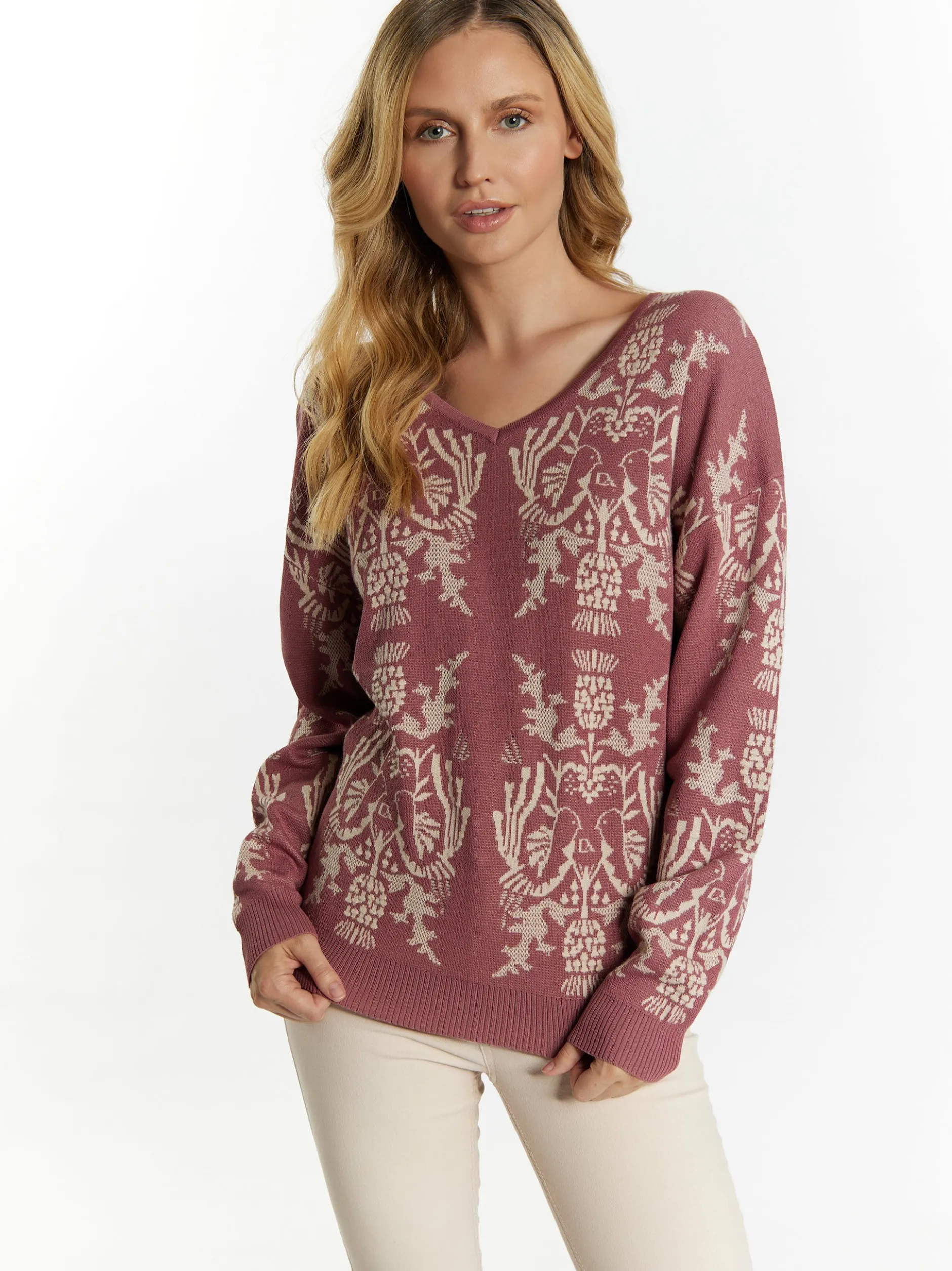 Usha Damen Strickpullover in altrosa