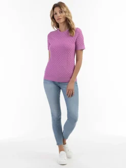 Usha Damen Strickpullover in rosa - Ausschnitt: Rundhals