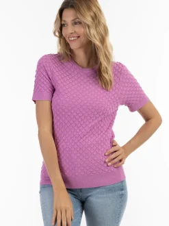 Usha Damen Strickpullover in rosa - Ausschnitt: Rundhals
