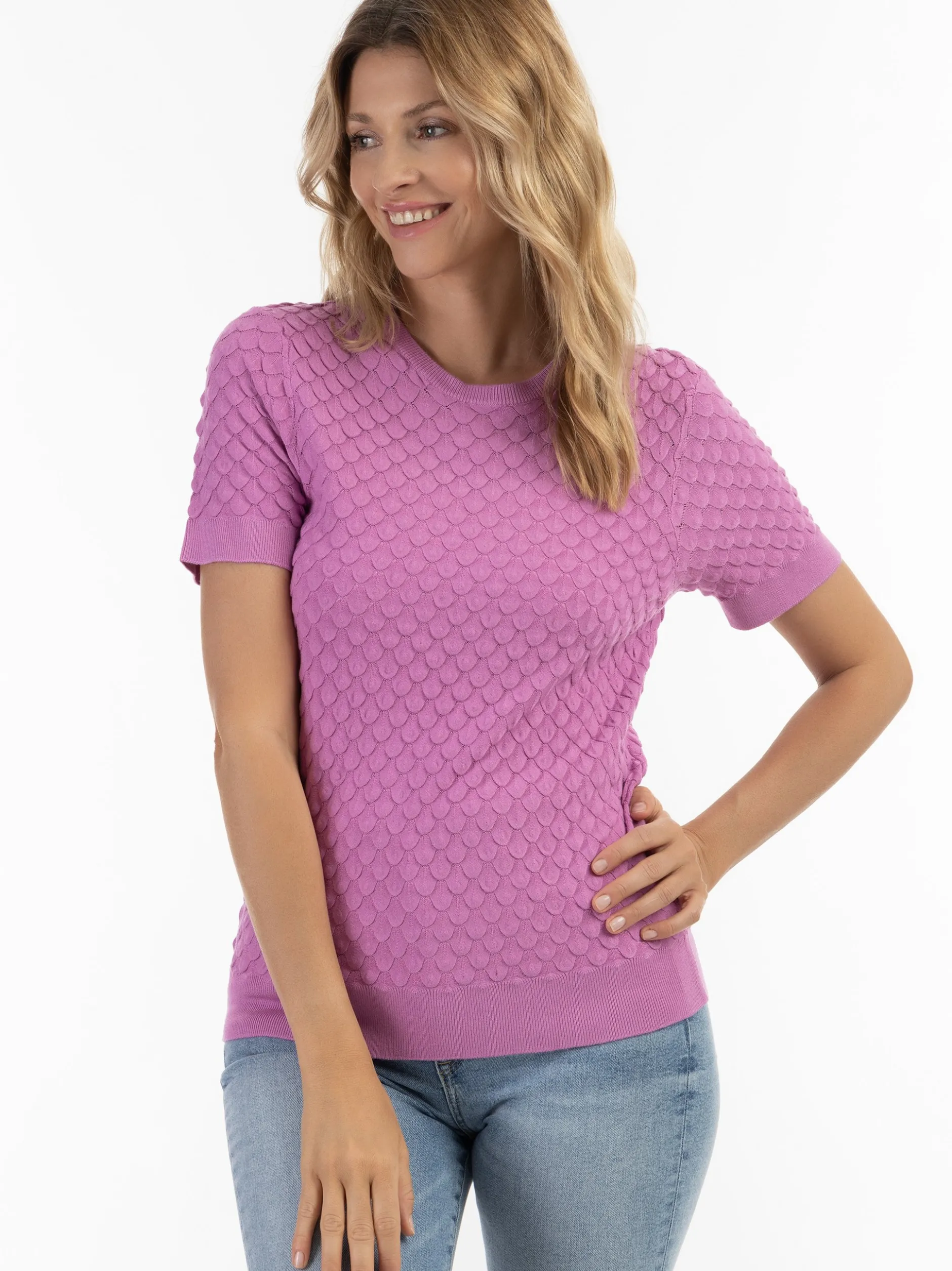 Usha Damen Strickpullover in rosa - Ausschnitt: Rundhals