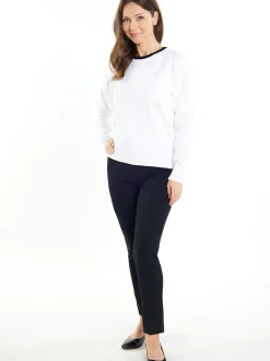 Usha Damen Strickpullover in weiß - Ausschnitt: Rundhals