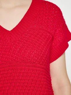 Usha Damen strickpullunder in rot