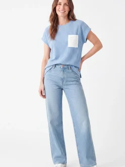 Usha Damen T-Shirt in blau - Ausschnitt: Rundhals