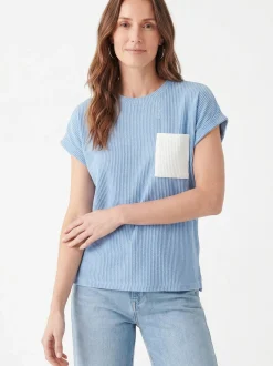 Usha Damen T-Shirt in blau - Ausschnitt: Rundhals