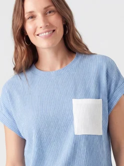 Usha Damen T-Shirt in blau - Ausschnitt: Rundhals