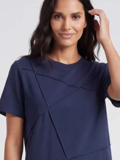 Usha Damen T-Shirt in marine - Ausschnitt: Rundhals