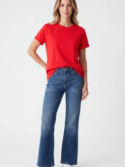 Usha Damen T-Shirt in rot - Ausschnitt: Rundhals