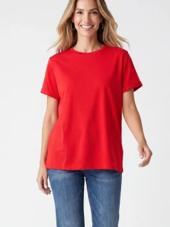 Usha Damen T-Shirt in rot - Ausschnitt: Rundhals