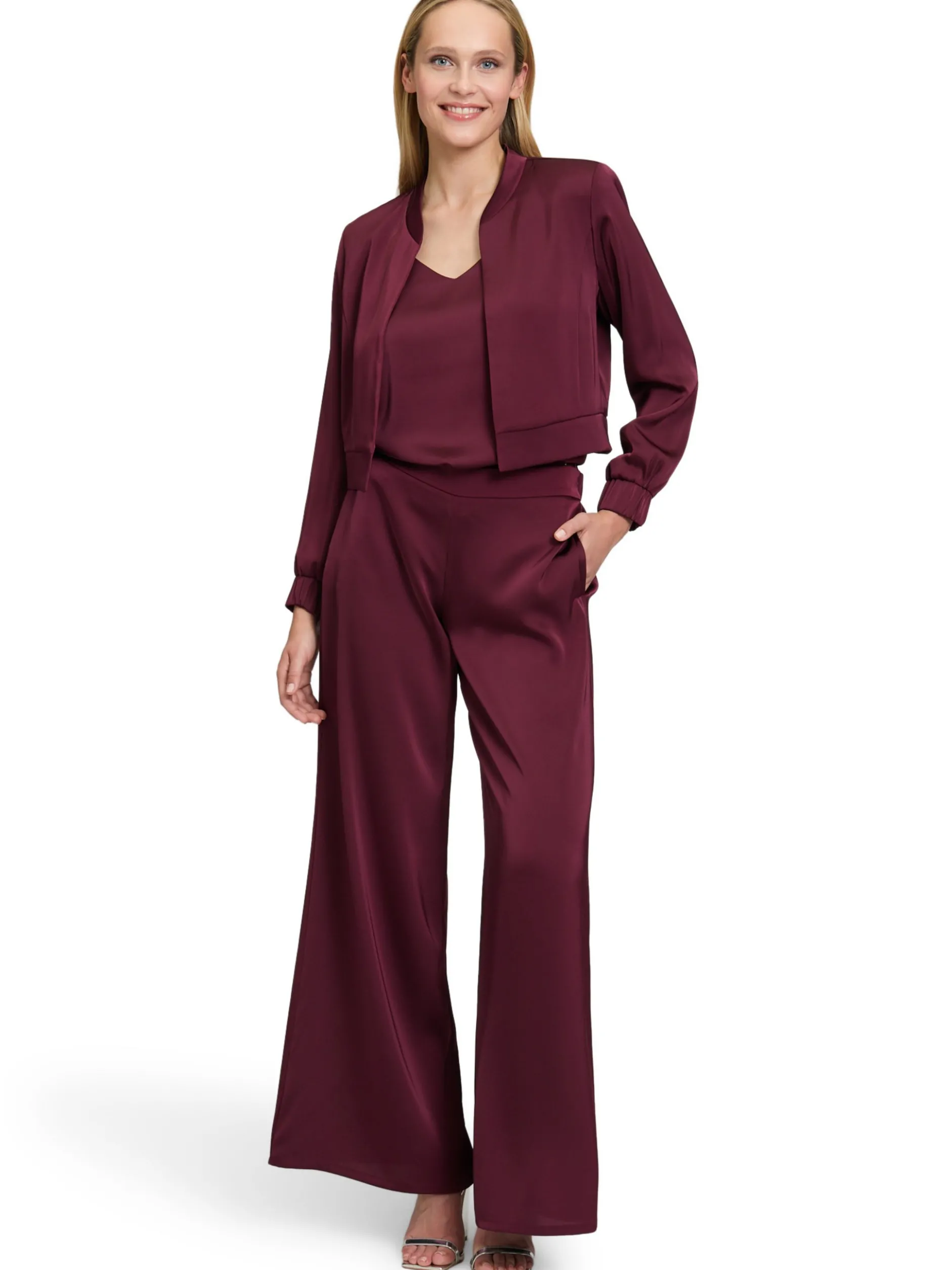 V by Vera Mont Damen Satinhose in aubergine