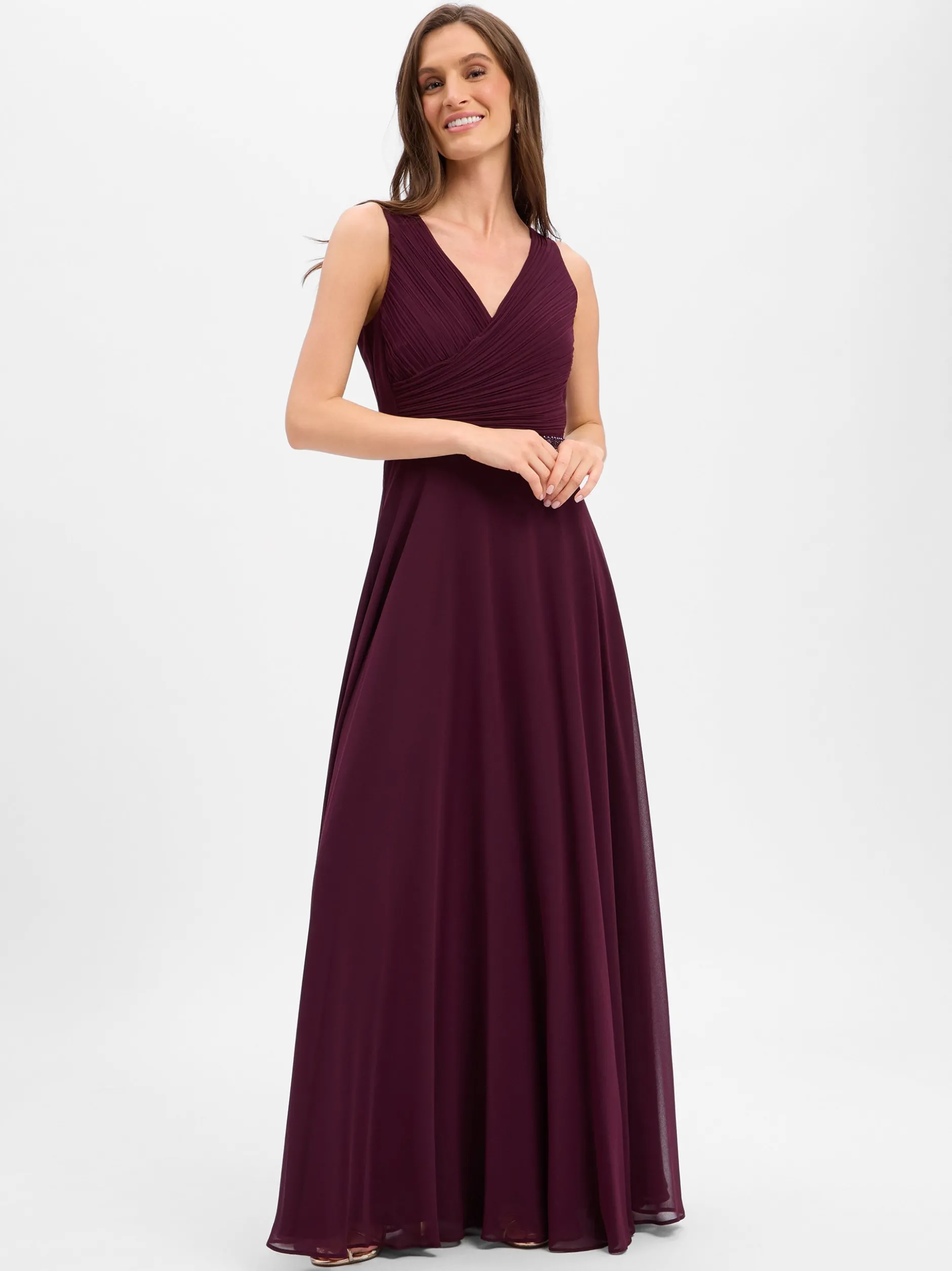 Vera Mont Damen Abendkleid in aubergine - Länge: lang