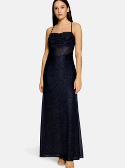 Vera Mont Damen Abendkleid in marine mehrfarbig