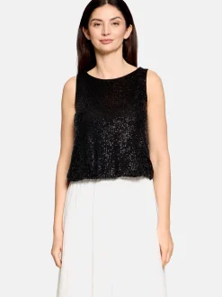 Vera Mont Damen Pailletten-Top in schwarz