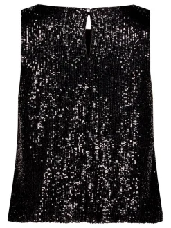 Vera Mont Damen Pailletten-Top in schwarz