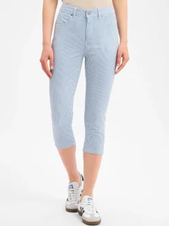 VG Damen Caprihose in hellblau weiß - Länge: verkürzt