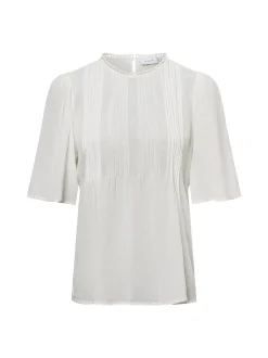 Vila Damen Kurzarm Blusenshirt - Visefina in ecru