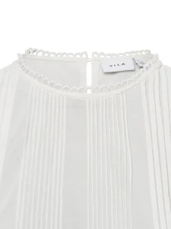 Vila Damen Kurzarm Blusenshirt - Visefina in ecru