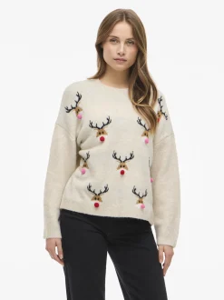 Vila Damen Pullover - VIMarcipel in beige braun