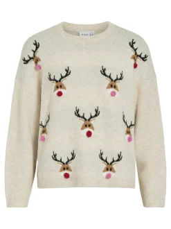 Vila Damen Pullover - VIMarcipel in beige braun