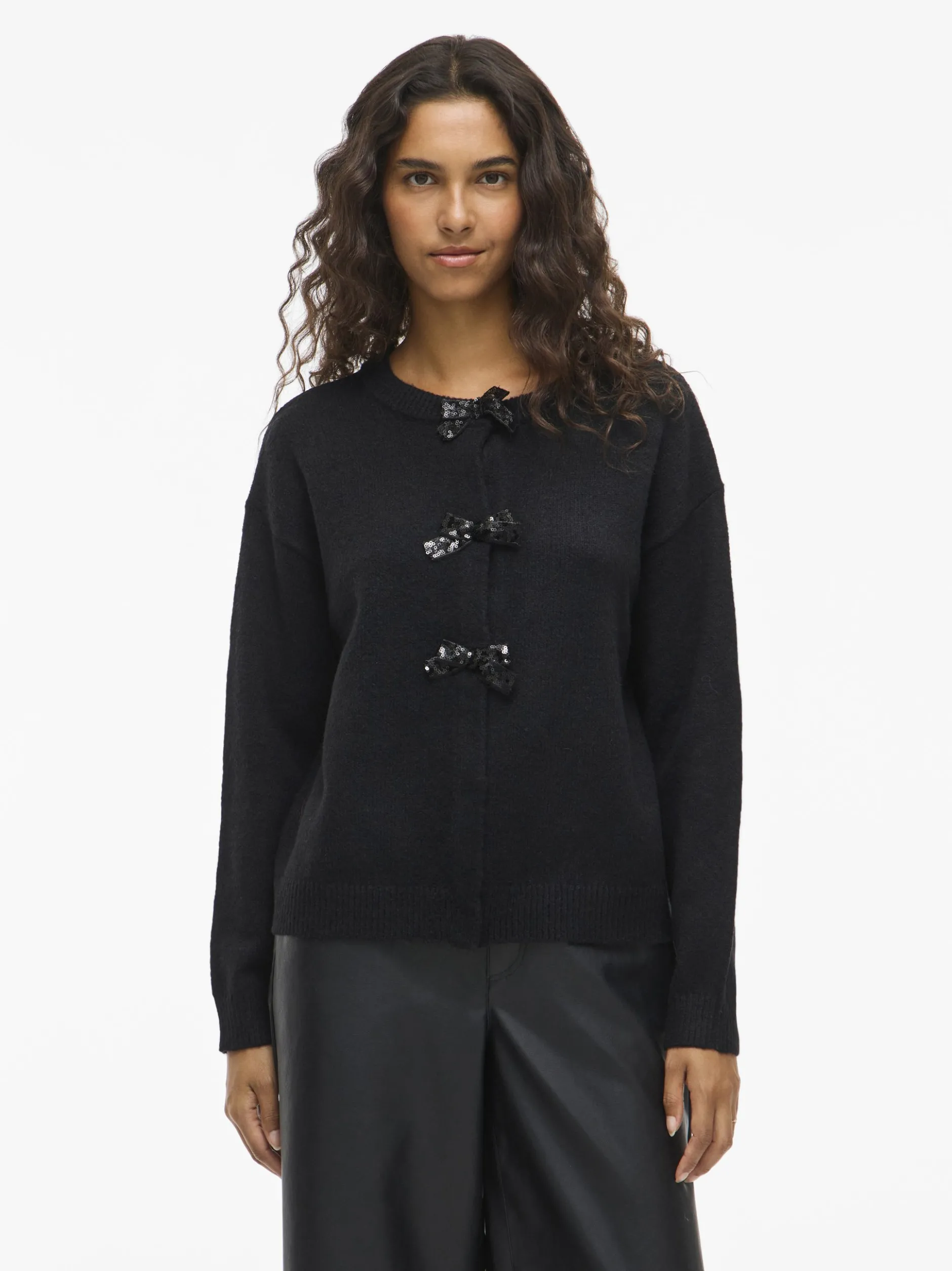 Vila Damen Strickjacke - VIBrianna in schwarz