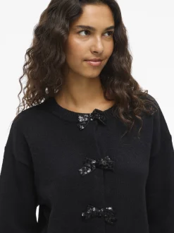 Vila Damen Strickjacke - VIBrianna in schwarz