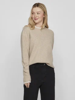 Vila Damen Strickpullover - VIHefna in beige