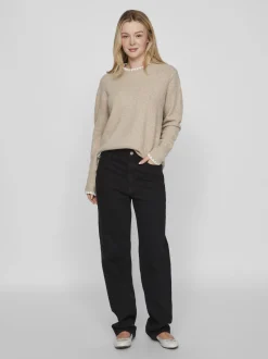Vila Damen Strickpullover - VIHefna in beige