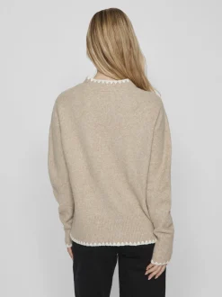 Vila Damen Strickpullover - VIHefna in beige
