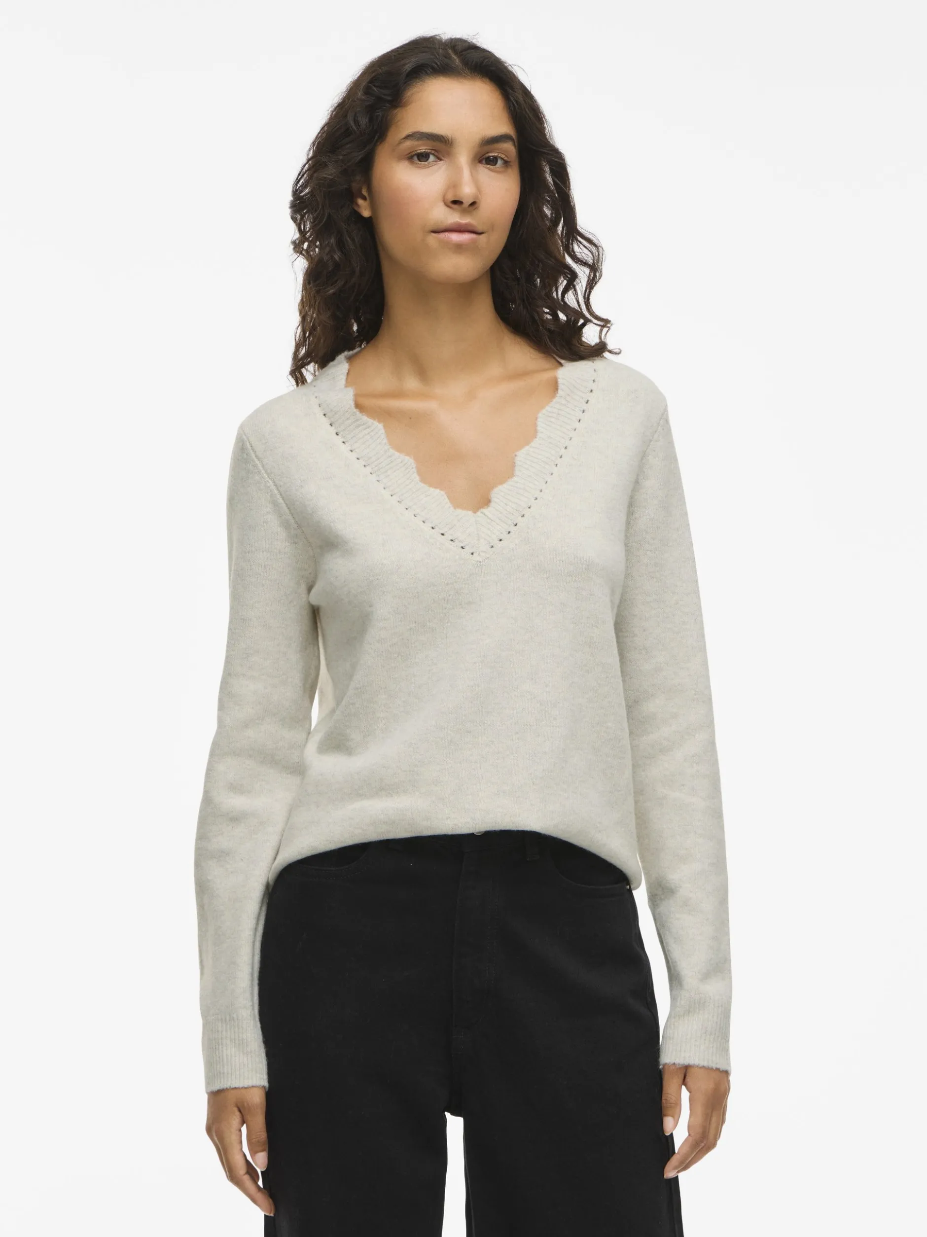 Vila Damen Strickpullover - VINikolina in beige