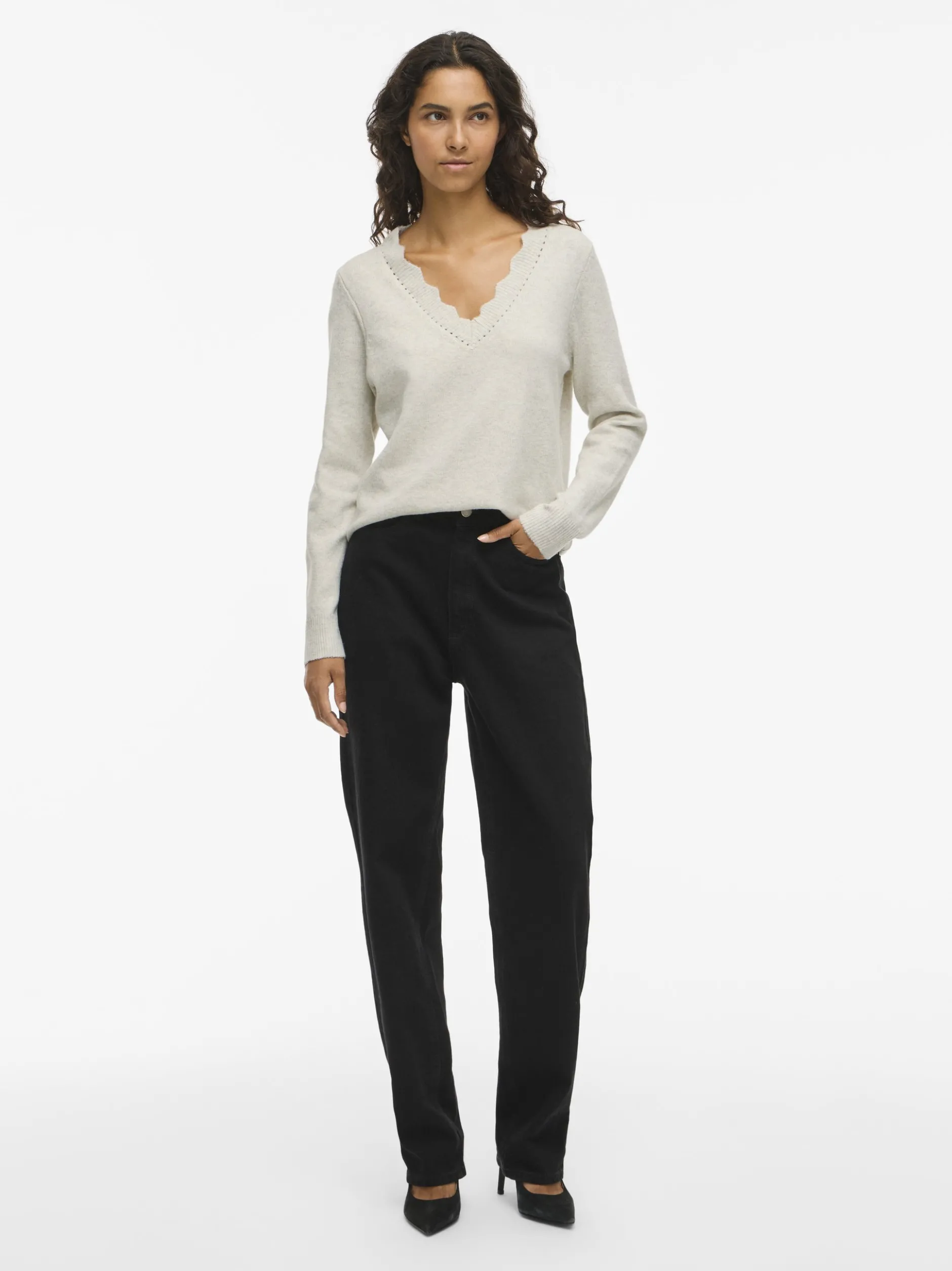 Vila Damen Strickpullover - VINikolina in beige