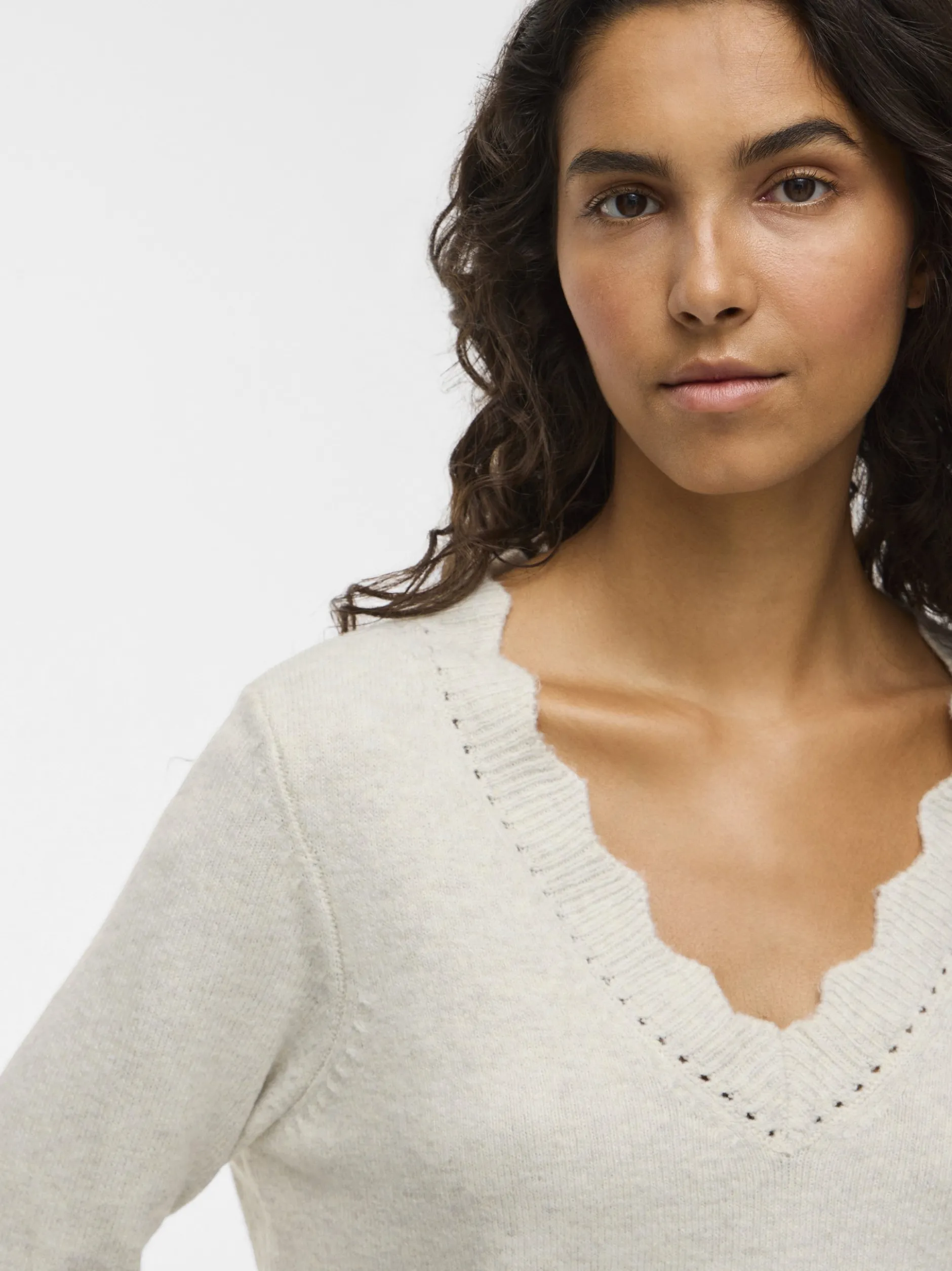 Vila Damen Strickpullover - VINikolina in beige