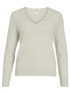 Vila Damen Strickpullover - VINikolina in beige