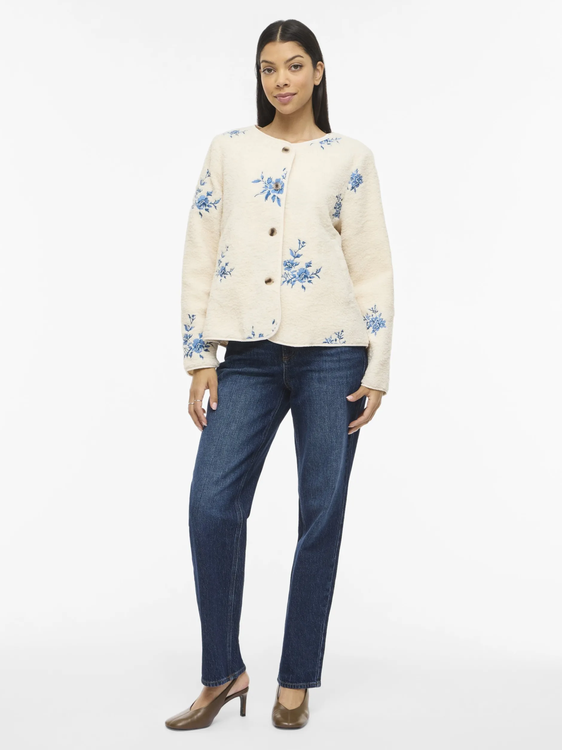 Vila Damen Teddy-Jacke - VIAda in sand indigo