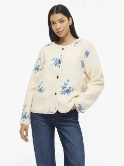 Vila Damen Teddy-Jacke - VIAda in sand indigo