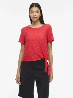 Vila Damen T-Shirt - VIAmalina in rot - Ärmel: kurzarm