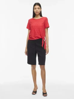 Vila Damen T-Shirt - VIAmalina in rot - Ärmel: kurzarm
