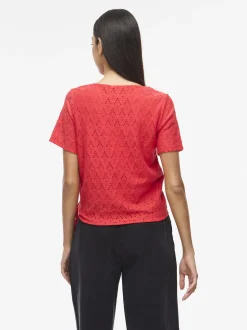 Vila Damen T-Shirt - VIAmalina in rot - Ärmel: kurzarm