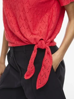 Vila Damen T-Shirt - VIAmalina in rot - Ärmel: kurzarm