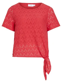 Vila Damen T-Shirt - VIAmalina in rot - Ärmel: kurzarm